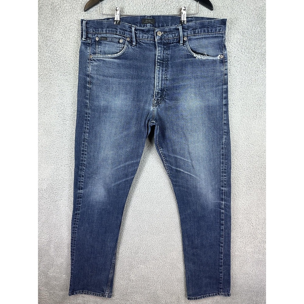 Polo by Ralph Lauren: Men's Jeans 40x36 Blue Denim Distressed Slim Fit